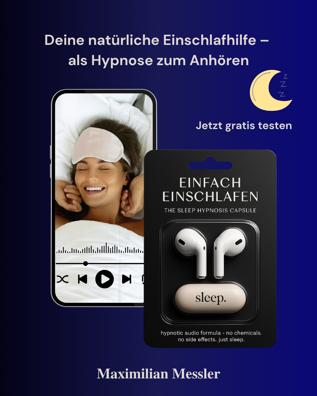 Cover der kostenlosen Einschlafhypnose von Maximilian Messler